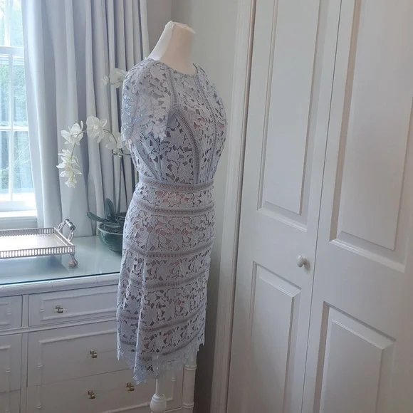 NWOT REISS Womens Pale Blue Lace Cap Sleeve Party/Wedding‎ Guest Dress S-0 - Picture 4 of 10